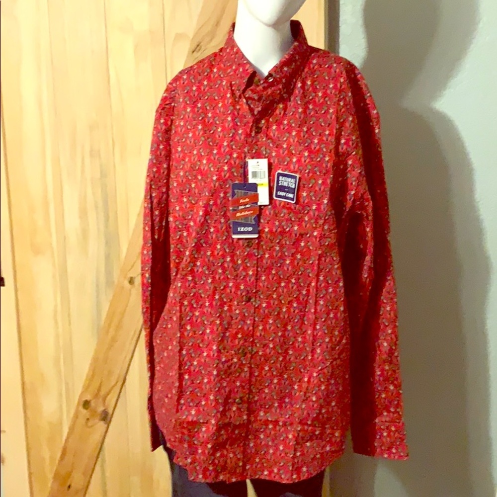 NWT Ugly Christmas Holiday Tartans Festive Work Party Red Izod Shirt Sale
